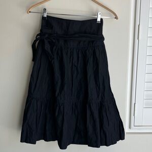 ULDAHL Wrap Midi Jet Black Tiered Women's Skirt Size 40 EURO